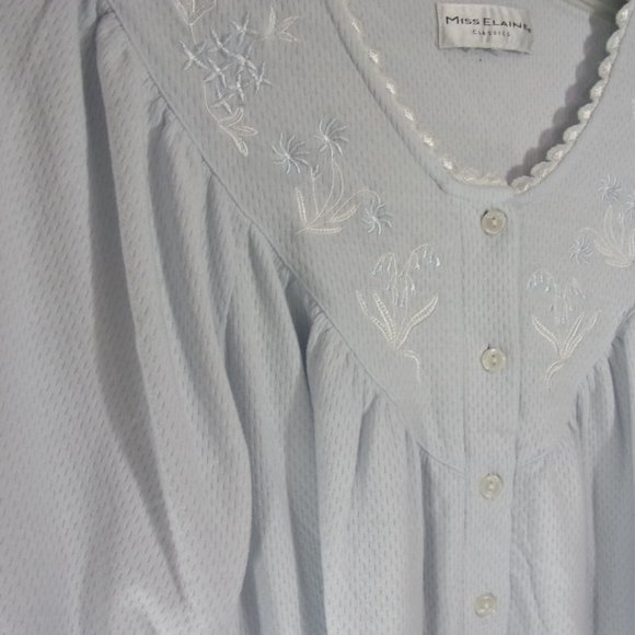 Miss Elaine Pale Blue Waltz Thermal Weave Nightgown NWOT - Picture 2 of 5
